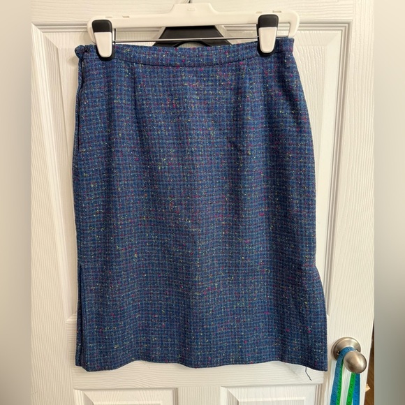 Vintage Pendleton Skirt Size 16 Midi Tweed A Line 100% Wool Academia Blue Pink - Picture 1 of 6